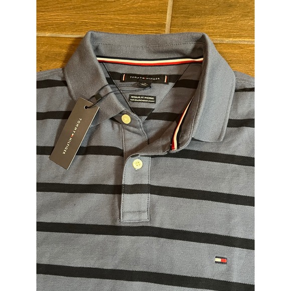 Tommy Hilfiger Other - Tommy Hilfiger Mens Regular Fit Wicking Polo Shirt Blue Black Striped Large NWT